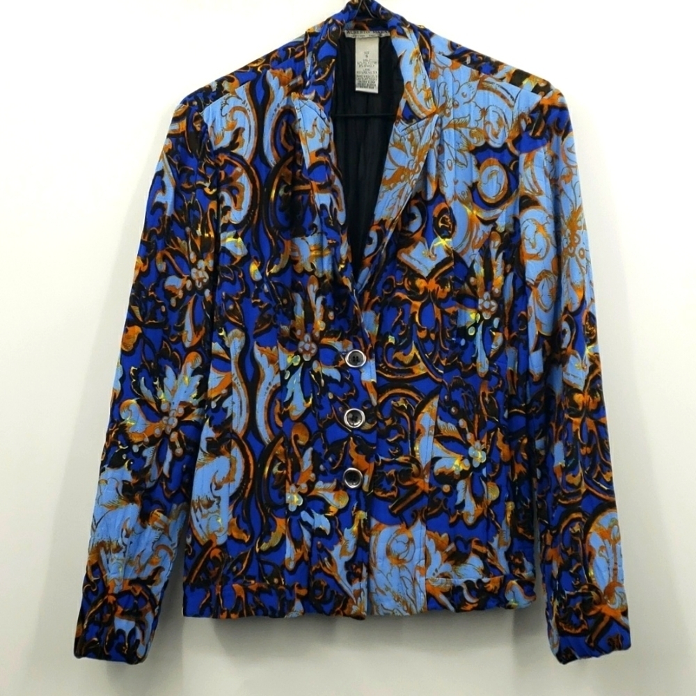 Alberto Makali | Blue base , Abstract Floral detailed blazer - small